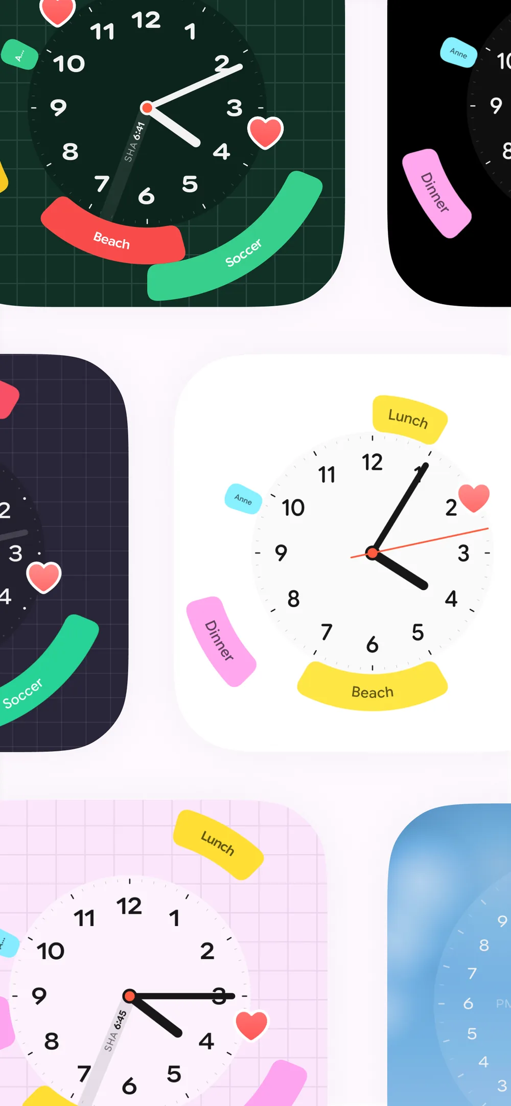 Time Pencil clock faces in several themes